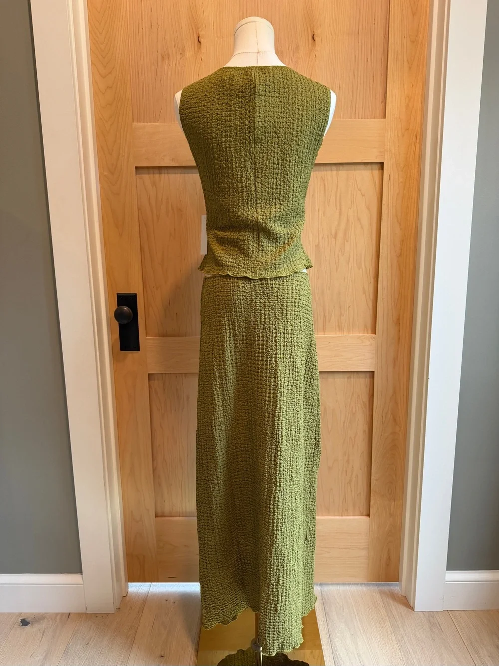 NWT Lisa Says Gah Olive Textured Button Top & Sammy Maxi Skirt Set M - Picture 4 of 10